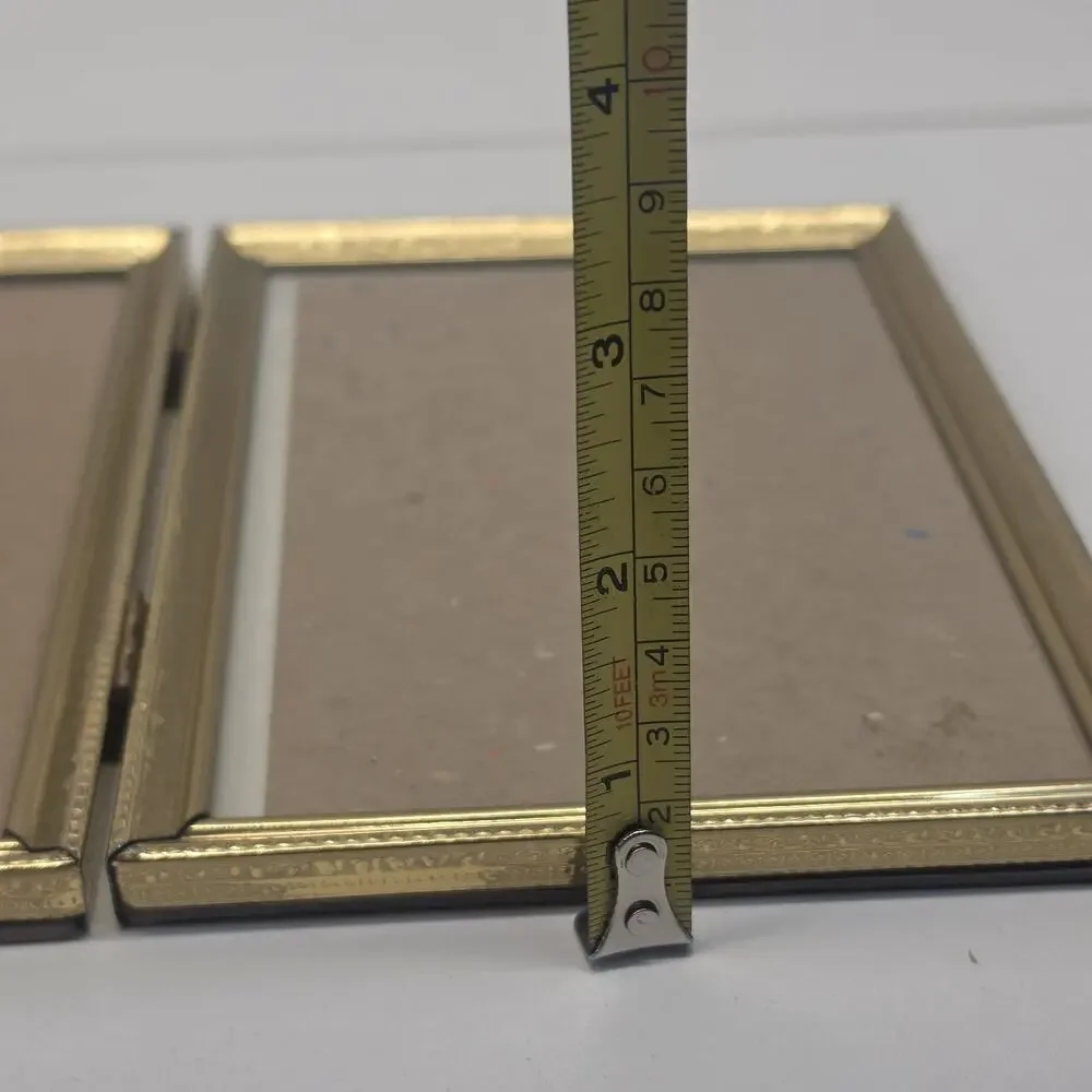 Vintage 80s Gold Tone Bi-fold Picture Frame Double 5x7